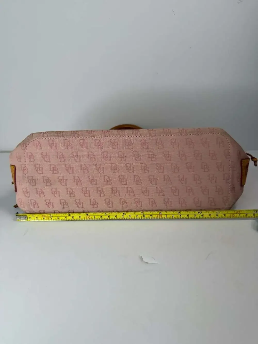 Dooney & Bourke Signature DB Pink Canvas Satchel Handbag